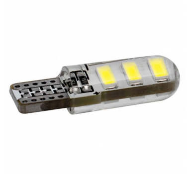 Led Lâmpada Esmagada T10 6 Leds Cob Siliconada