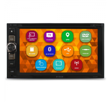 Dvd Player H-Tech 6,2" Usb/Sd/Aux/Bt/Gps/Tv Digital/Espelhamento - HT-52BT