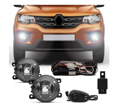 Farol Auxiliar Kwid 2017 até 2019 Sem Moldura Botão Universal - Cinoy