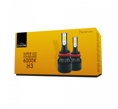 Lâmpada Super Led H3 CODE by Techone  - 6000k 3900 lumens - 1